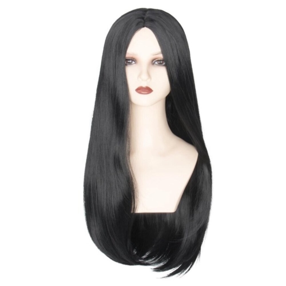 Wednesday Morticia Long Straight Black Wig – Heat Resistant Costume Wig new